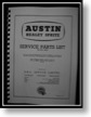 Austin Healey Sprite Service Parts List $50